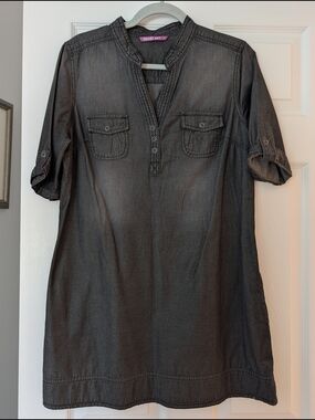 Smart Set Charcoal Denim Mini Dress With Pockets